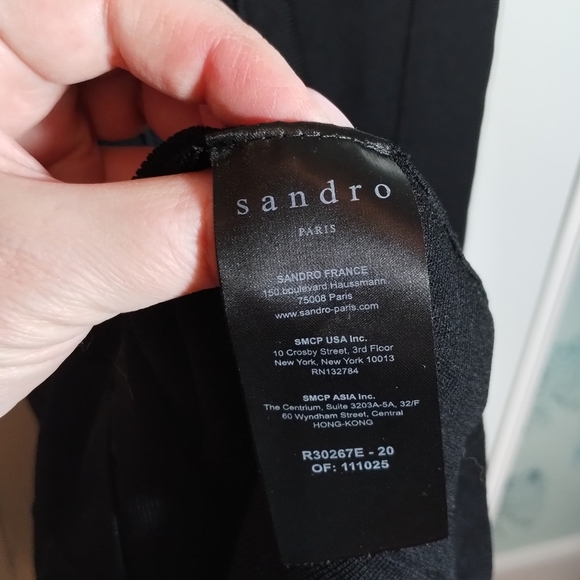 Sandro Midi A-line Black Stretchy Knitted Dress Sz M Excellent Condition - Picture 13 of 14